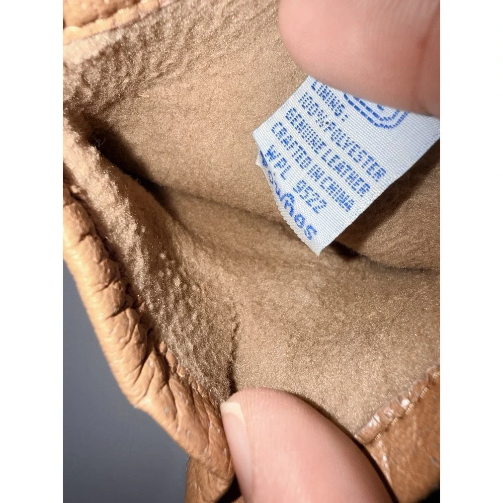 Vintage Fownes 1950s‎ Women's Tan LEATHER GLOVES With Warm Lining size 8.5 D